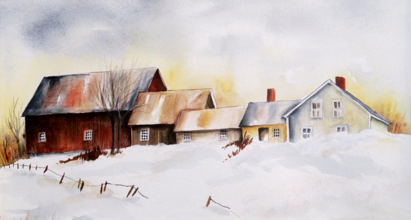 The Edge of Winter, watercolor by Peggy Farrell